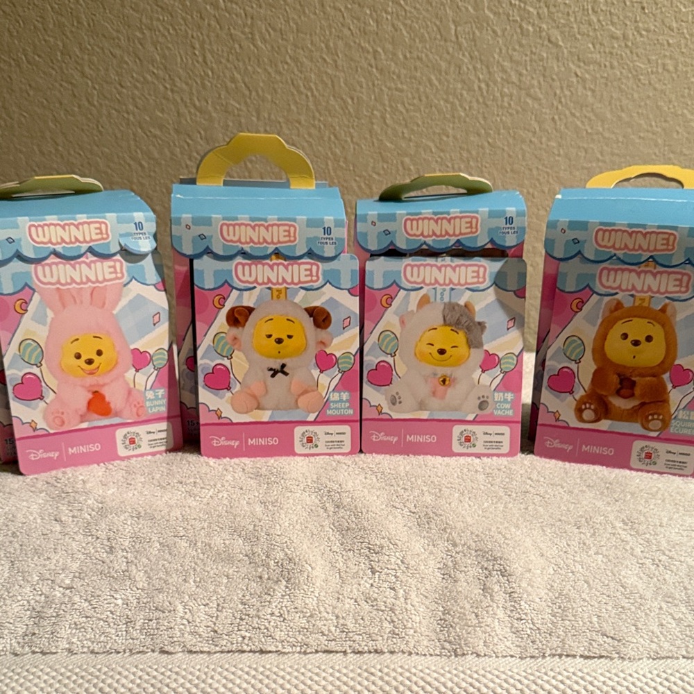 Disney Miniso Winnie Plush Bundle Bunny Sheep Cow Squirrel Blind Box New